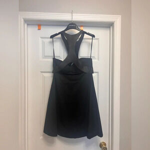 Emporio Armani Women’s Black A Line Leather Razor Back Dress Size 4